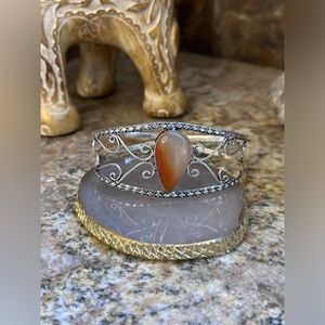 Hand Crafted Silver and Brown Bracelet